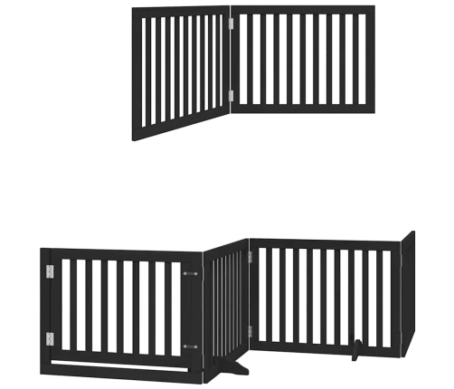 vidaXL suņu vārti ar durvīm, salokāmi, 6 paneļi, 480 cm, papeles koks