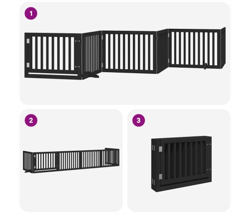 vidaXL suņu vārti ar durvīm, salokāmi, 6 paneļi, 480 cm, papeles koks