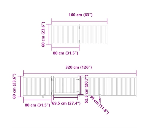 vidaXL suņu vārti ar durvīm, salokāmi, 6 paneļi, 480 cm, papeles koks