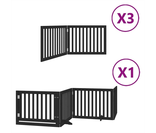 vidaXL suņu vārti ar durvīm, salokāmi, 10 paneļi, 800 cm, papeles koks