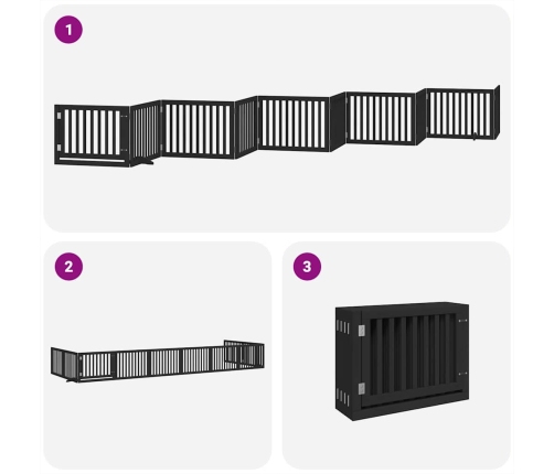 vidaXL suņu vārti ar durvīm, salokāmi, 10 paneļi, 800 cm, papeles koks