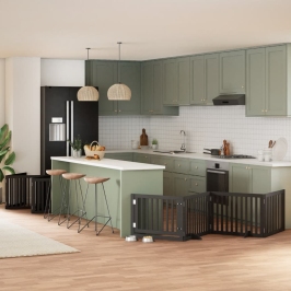 vidaXL suņu vārti ar durvīm, salokāmi, 10 paneļi, 800 cm, papeles koks