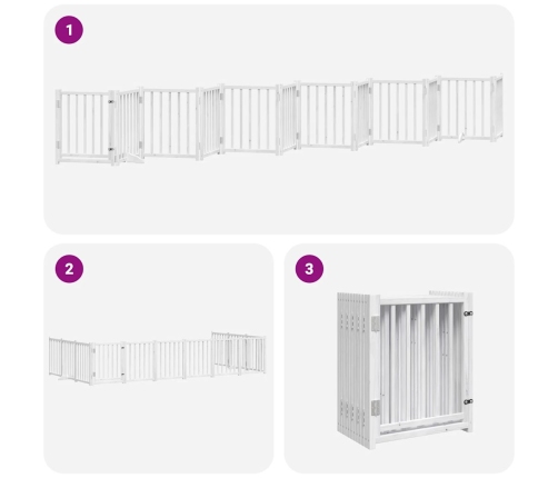 vidaXL suņu vārti ar durvīm, salokāmi, 12 paneļi, 600 cm, papeles koks