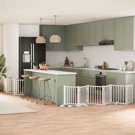 vidaXL suņu vārti ar durvīm, salokāmi, 12 paneļi, 600 cm, papeles koks