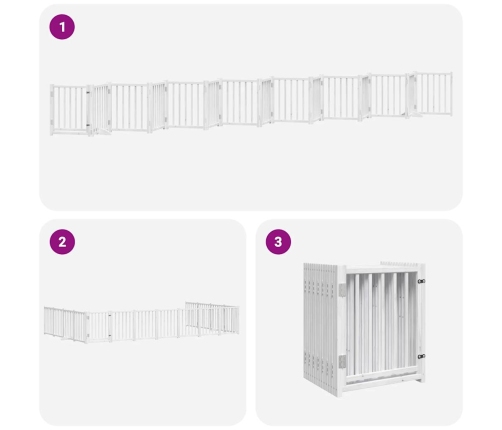 vidaXL suņu vārti ar durvīm, salokāmi, 15 paneļi, 750 cm, papeles koks
