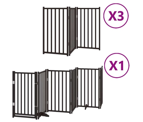vidaXL suņu vārti ar durvīm, salokāmi, 15 paneļi, 750 cm, papeles koks