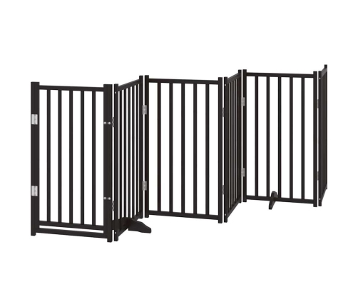 vidaXL suņu vārti ar durvīm, salokāmi, 15 paneļi, 750 cm, papeles koks