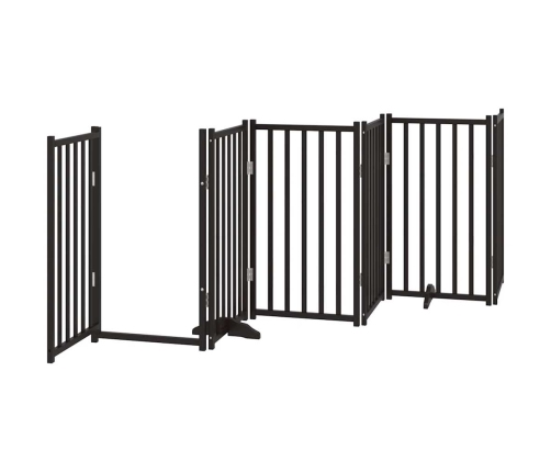 vidaXL suņu vārti ar durvīm, salokāmi, 15 paneļi, 750 cm, papeles koks