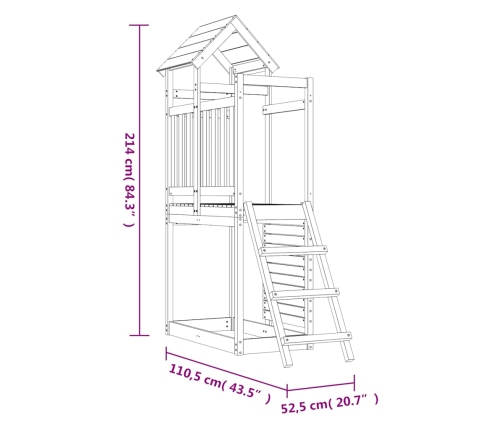 vidaXL āra rotaļu laukums, 52,5x110,5x214 cm, Duglasa egles masīvkoks