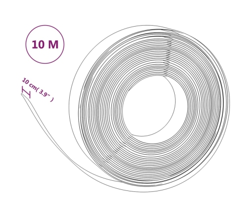 vidaXL dārza apmales, 5 gab., 10 m, 10 cm, polietilēns, melnas