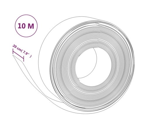 vidaXL dārza apmales, 2 gab., 10 m, 20 cm, polietilēns, melnas