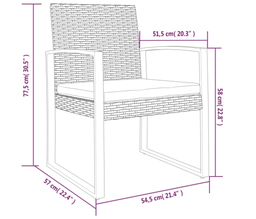 vidaXL dārza krēsli, 2 gab., melna PP rotangpalma