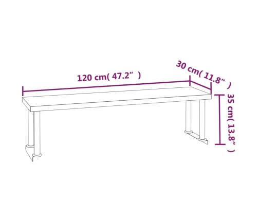 vidaXL virtuves darba galds ar plauktu, 120x60x115 cm, tērauds
