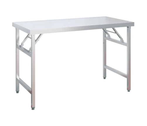 vidaXL virtuves darba galds ar plauktu, 120x60x145 cm, tērauds