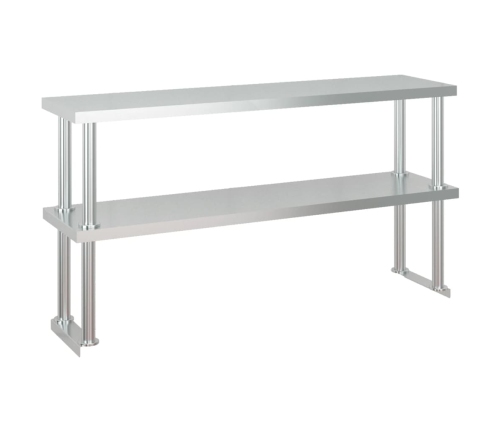 vidaXL virtuves darba galds ar plauktu, 120x60x145 cm, tērauds