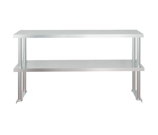 vidaXL virtuves darba galds ar plauktu, 120x60x145 cm, tērauds