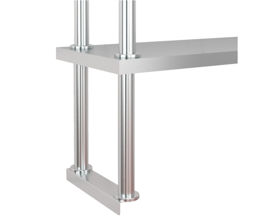 vidaXL virtuves darba galds ar plauktu, 120x60x145 cm, tērauds