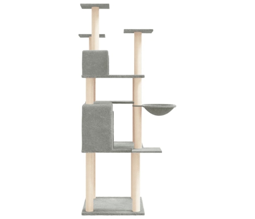 vidaXL kaķu māja ar sizala stabiem nagu asināšanai, 166 cm, pelēka
