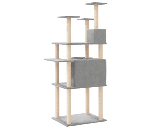 vidaXL kaķu māja ar sizala stabiem nagu asināšanai, 166 cm, pelēka