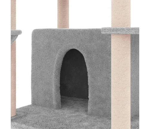 vidaXL kaķu māja ar sizala stabiem nagu asināšanai, 166 cm, pelēka