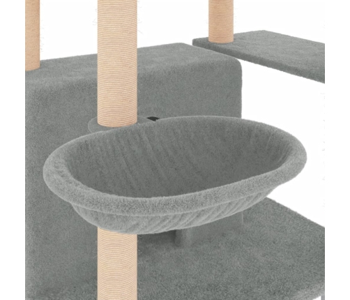 vidaXL kaķu māja ar sizala stabiem nagu asināšanai, 166 cm, pelēka