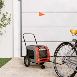 Velosipēda Piekabe Mājdzīvniekiem Oranžs Un Pelēks Vidaxl