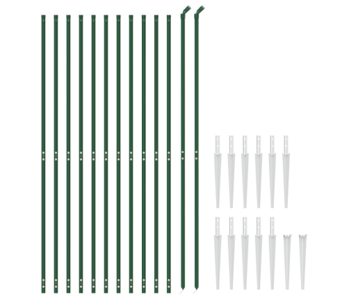 vidaXL stiepļu žogs ar zemes mietiņiem, zaļš, 2x25 m