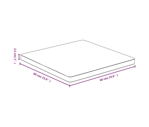 vidaXL galda virsma, 60x60x2,5 cm, bambuss