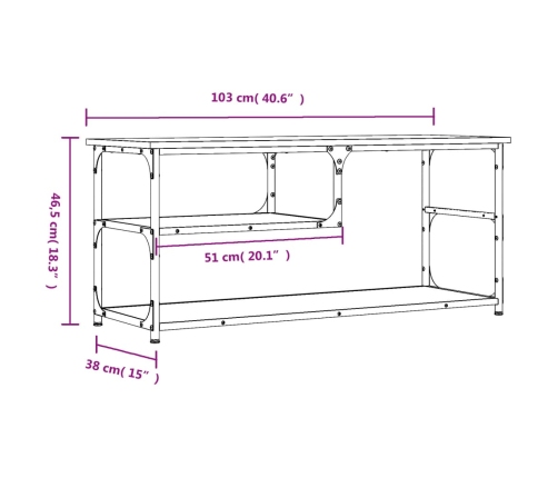 vidaXL TV galdiņš, 103x38x46,5 cm, inženierijas koks, tērauds