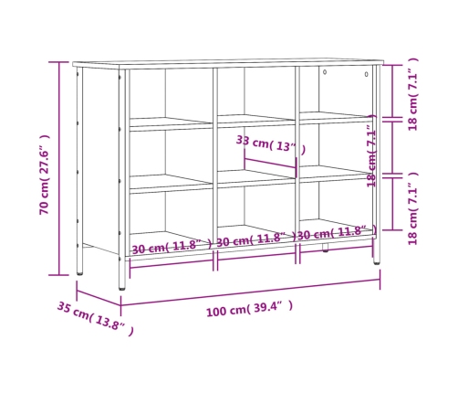 vidaXL apavu plaukts, 100x35x70 cm, inženierijas koks, pelēks