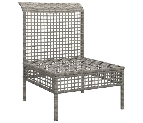 vidaXL vidējais dārza dīvāns, spilveni, pelēka PE rotangpalma