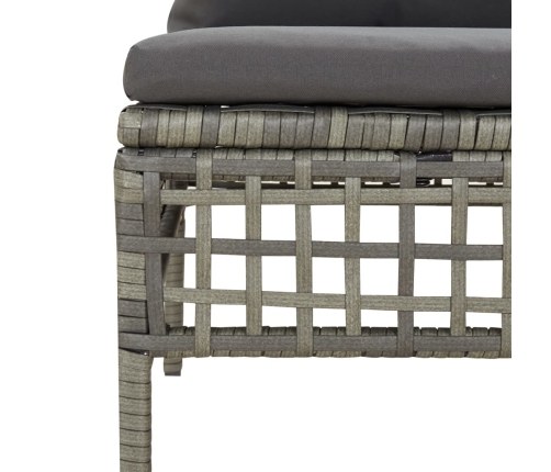 vidaXL vidējais dārza dīvāns, spilveni, pelēka PE rotangpalma