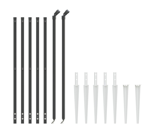 vidaXL stiepļu žogs ar zemes mietiņiem, antracītpelēks, 1x10 m