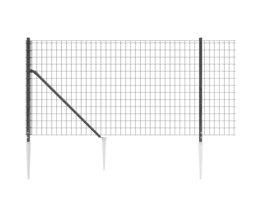 vidaXL stiepļu žogs ar zemes mietiņiem, antracītpelēks, 0,8x25 m