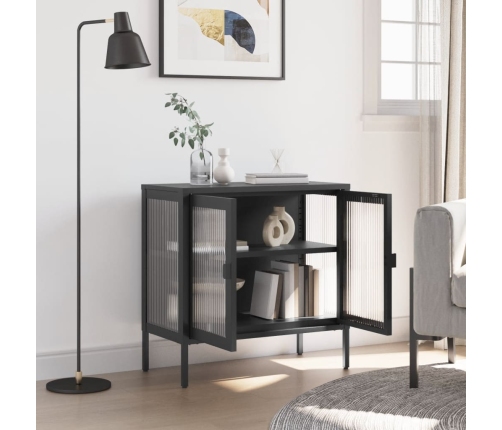 vidaXL kumode, 70x35x70 cm, stikls un tērauds, melna