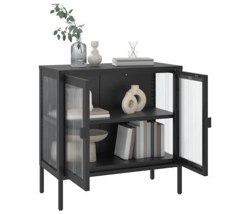 vidaXL kumode, 70x35x70 cm, stikls un tērauds, melna