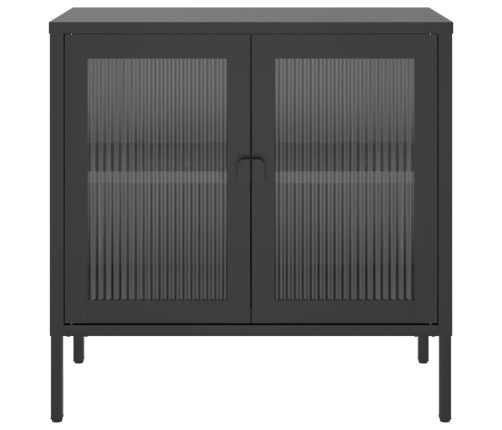 vidaXL kumode, 70x35x70 cm, stikls un tērauds, melna