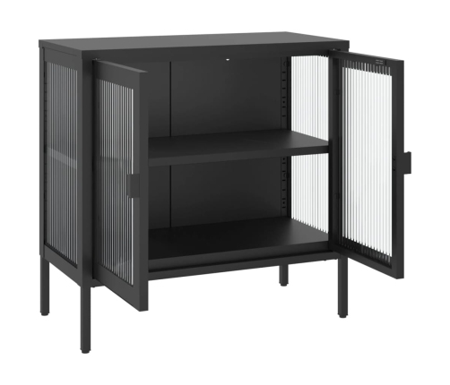 vidaXL kumode, 70x35x70 cm, stikls un tērauds, melna