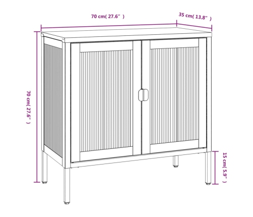 vidaXL kumode, 70x35x70 cm, stikls un tērauds, melna