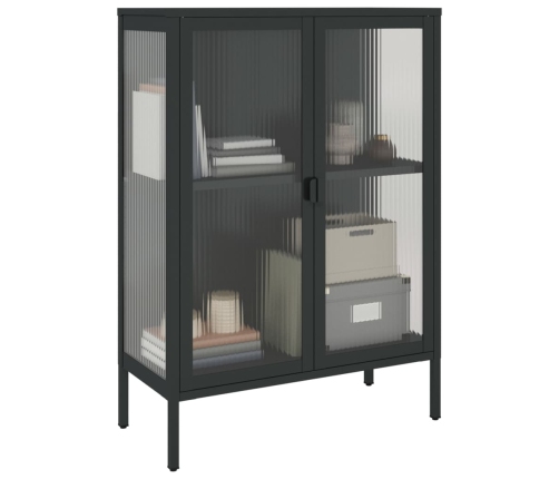 vidaXL kumode, 75x35x105 cm, stikls un tērauds, melna