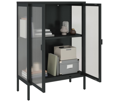 vidaXL kumode, 75x35x105 cm, stikls un tērauds, melna