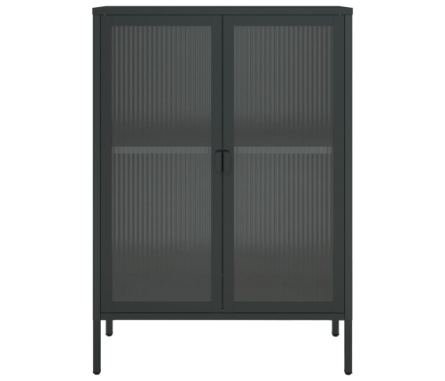 vidaXL kumode, 75x35x105 cm, stikls un tērauds, melna