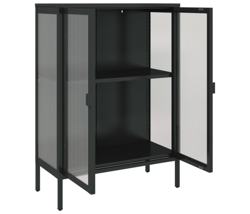 vidaXL kumode, 75x35x105 cm, stikls un tērauds, melna