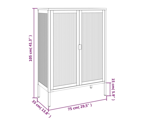 vidaXL kumode, 75x35x105 cm, stikls un tērauds, melna