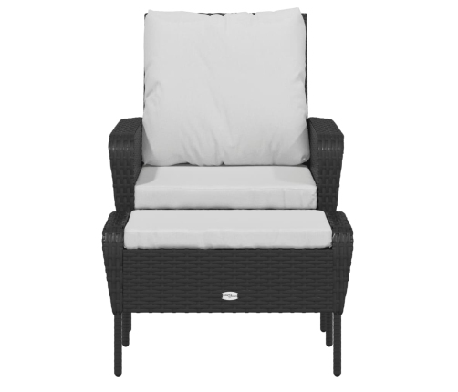 vidaXL dārza krēsls ar soliņu, melna PE rotangpalma