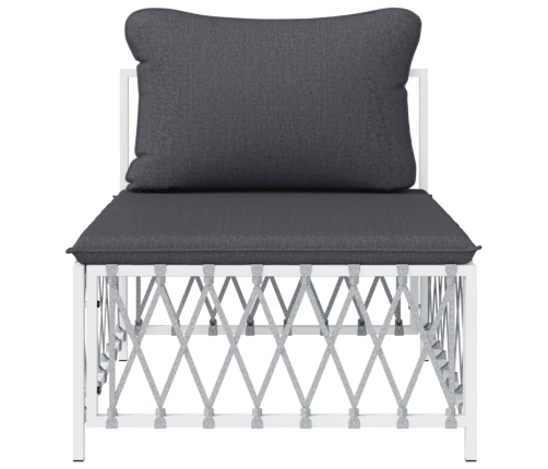 vidaXL vidējais dīvāns ar matračiem, austs audums, balts