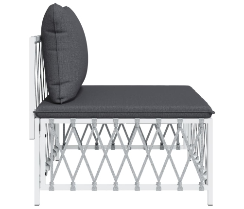 vidaXL vidējais dīvāns ar matračiem, austs audums, balts