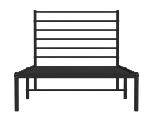 vidaXL gultas rāmis ar galvgali, melns metāls, 107x203 cm
