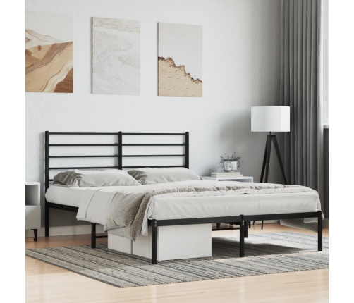 vidaXL gultas rāmis ar galvgali, melns metāls, 120x200 cm