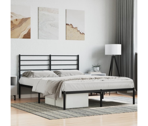 vidaXL gultas rāmis ar galvgali, melns metāls, 140x200 cm